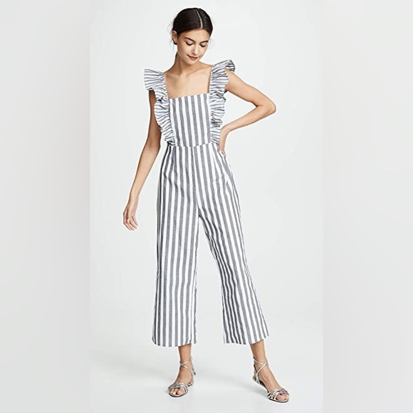 The Fifth Label FLORA STRIPE JUMPSUIT charcoal w white - Picture 3 of 6
